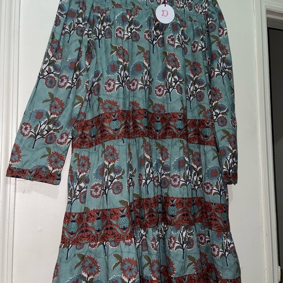 Victoria Dunn Peony Smocked Yoke Dress In Burnt Sienna Floral - Picture 10 of 13